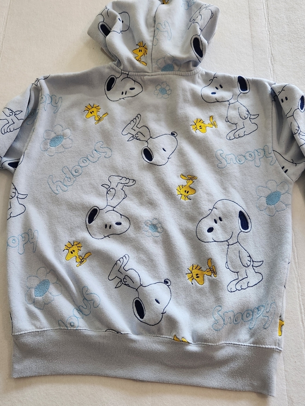 Peanuts Light Blue Snoopy & Woodstock Full-Zip Hoodie Size Medium - Picture 4 of 9